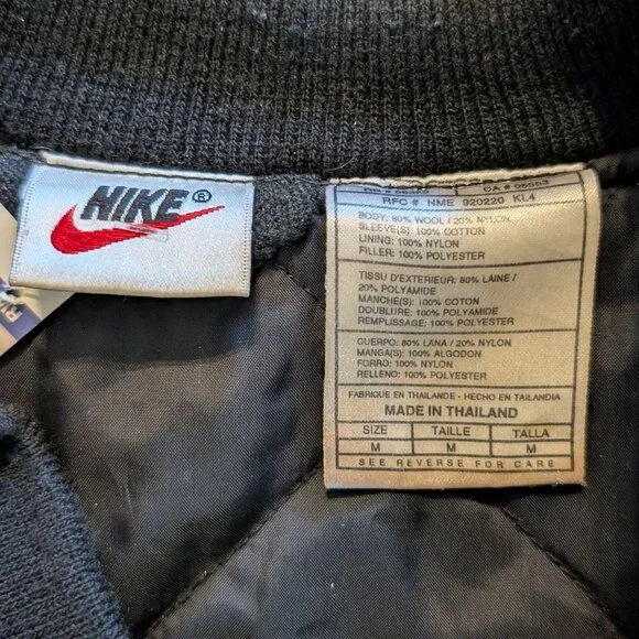 90's Nike Basketball Embroidered Wool Bomber - Size M (Fits L/XL) - Picture 2 of 3